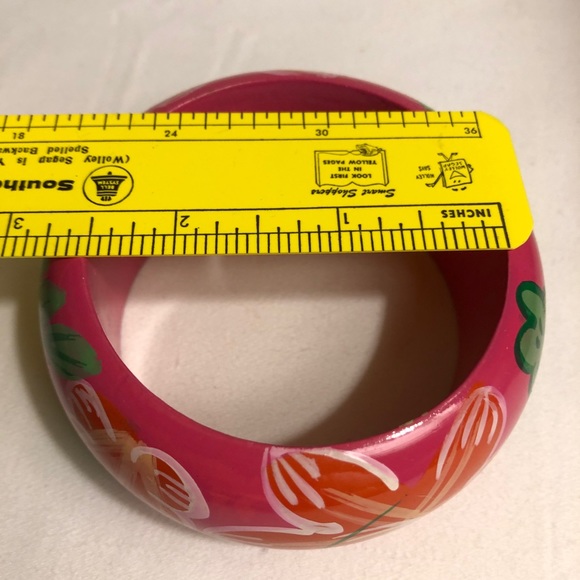 Vintage Wooden Bracelet with Hand Painted Flowers - Picture 9 of 13